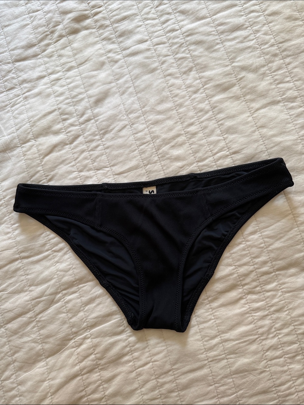 Solid + Striped x Staud Black Ribbed Low Rise Bikini